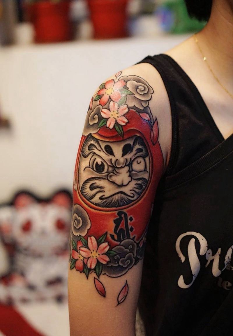 达摩纹身图片_成品手臂习俗传统鬼神宗教纹身图案