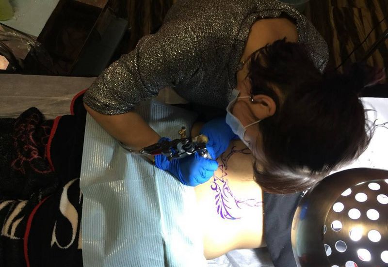 鹿角、六芒星、翅膀图腾纹身图片_原创腰部成品纹身图案