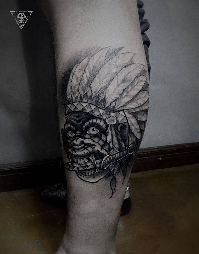 京都墨客刺青作品纹身图片_腿部新传统纹身图案