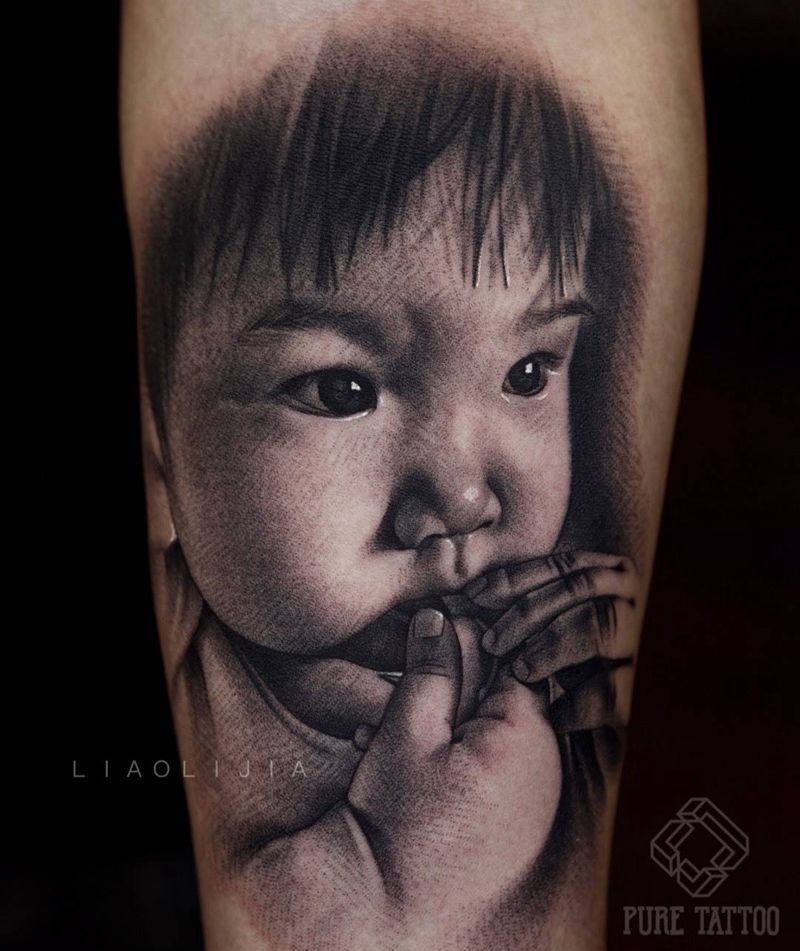 肖像作品纹身图片_原创人物写实手臂成品纹身图案