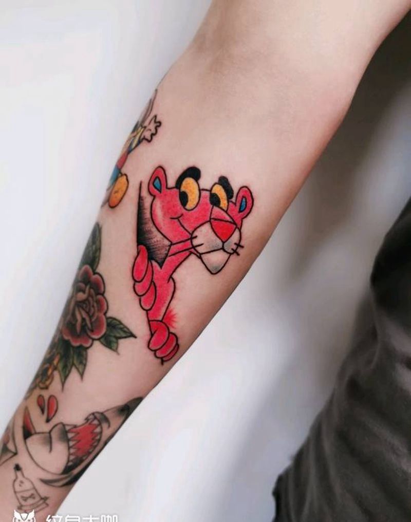 粉红豹纹身图片_手臂New School纹身图案