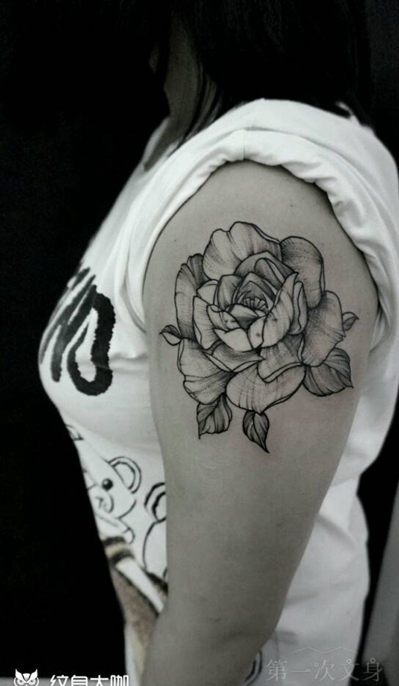 蔷薇纹身图片_手臂欧美清新植物成品纹身图案