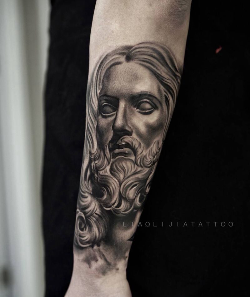 耶稣纹身图片_成品原创人物写实欧美手臂纹身图案