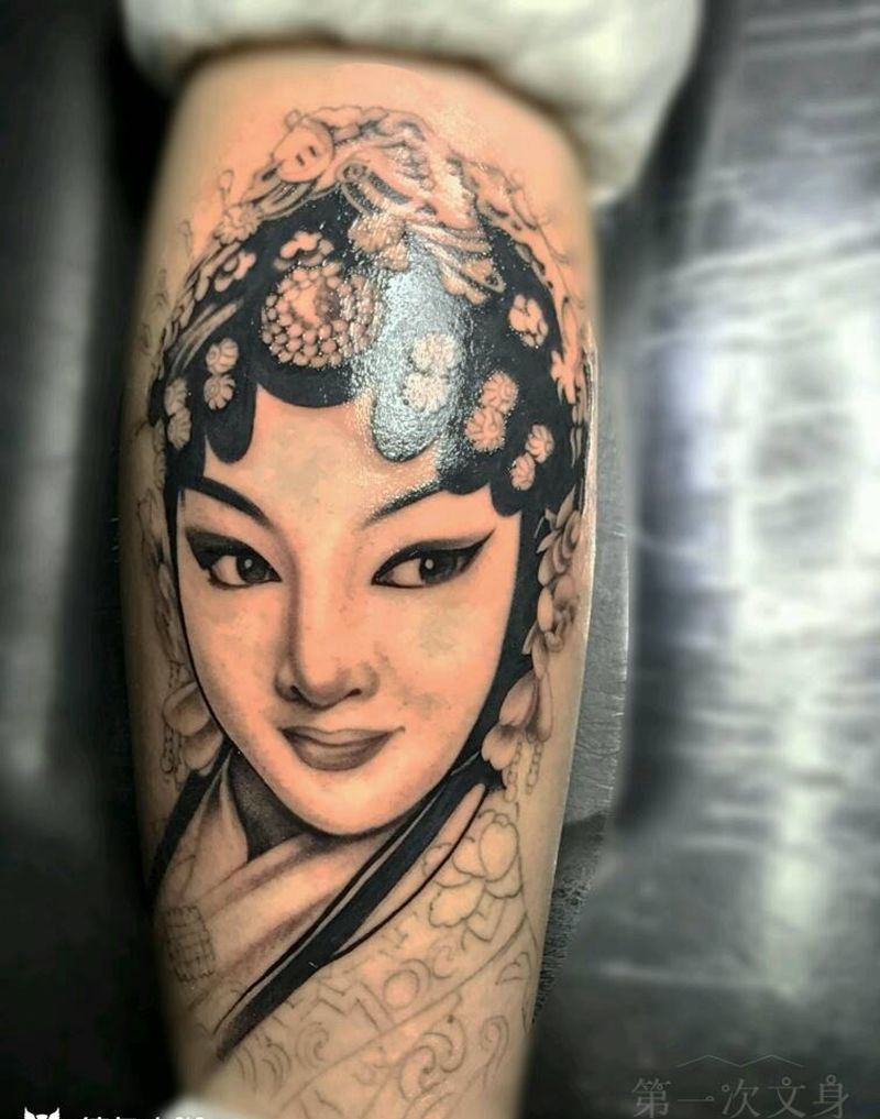 花旦纹身图片_背部手臂腿部传统人物成品纹身图案