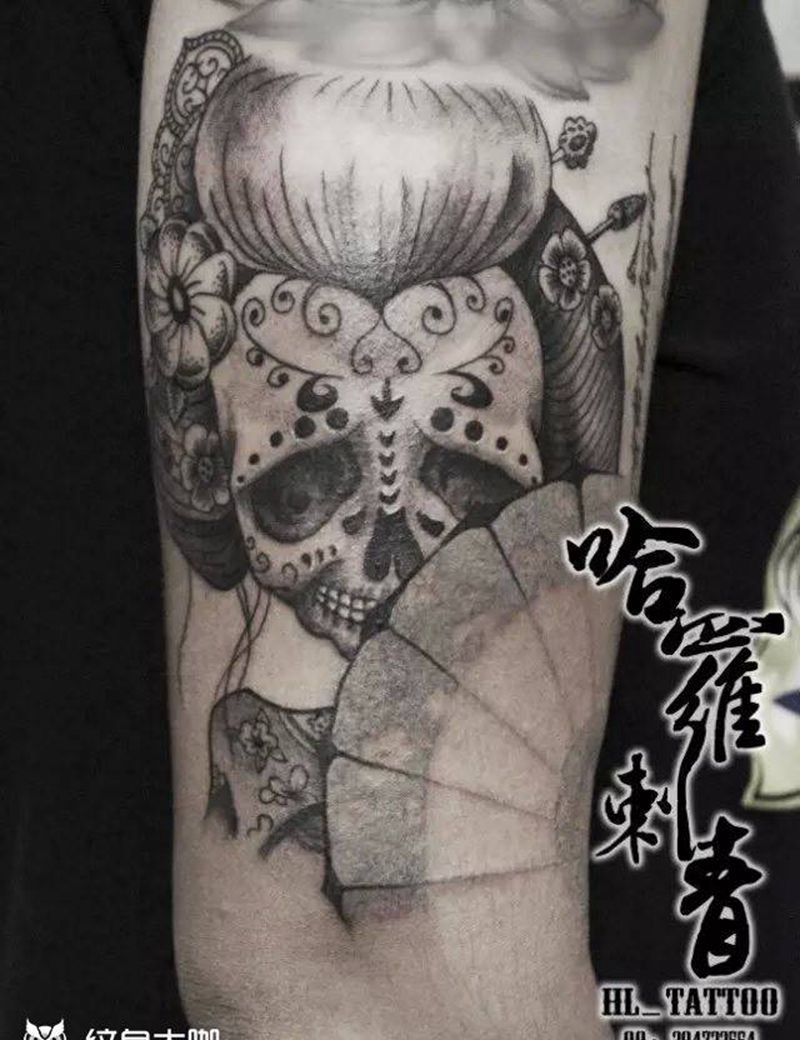 （原创）骷髅歌姬  求赞纹身图片_