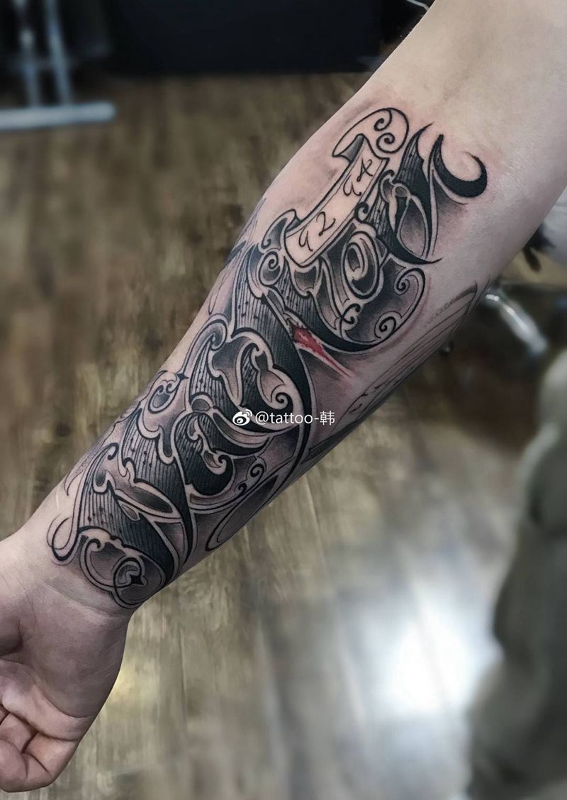 花体字纹身图片_