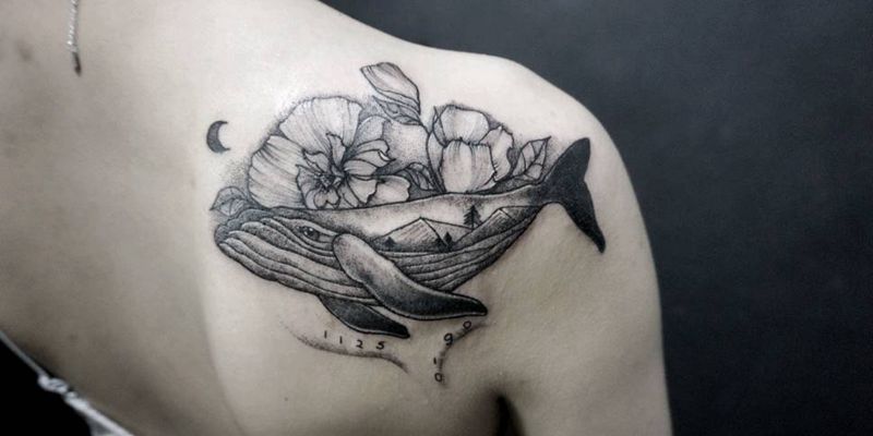 木槿花的坚强纹身图片_背部手臂腿部欧美几何动物植物原创成品纹身图案