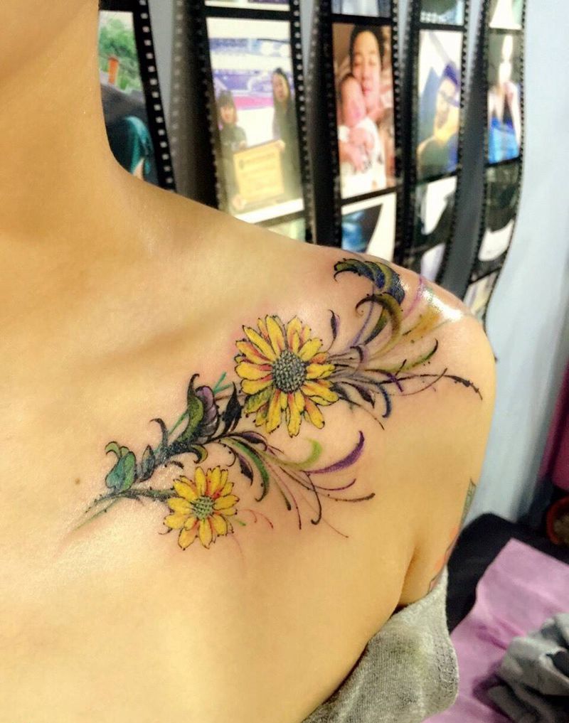 京都墨客刺青-遮盖纹身纹身图片_原创胸部肩部清新传统纹身图案