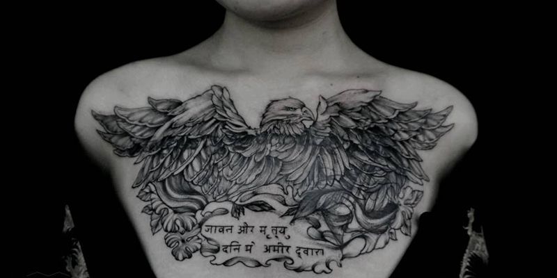 鹰遮盖旧纹身纹身图片_胸部背部欧美动物原创遮盖修改鸟鹰成品纹身图案