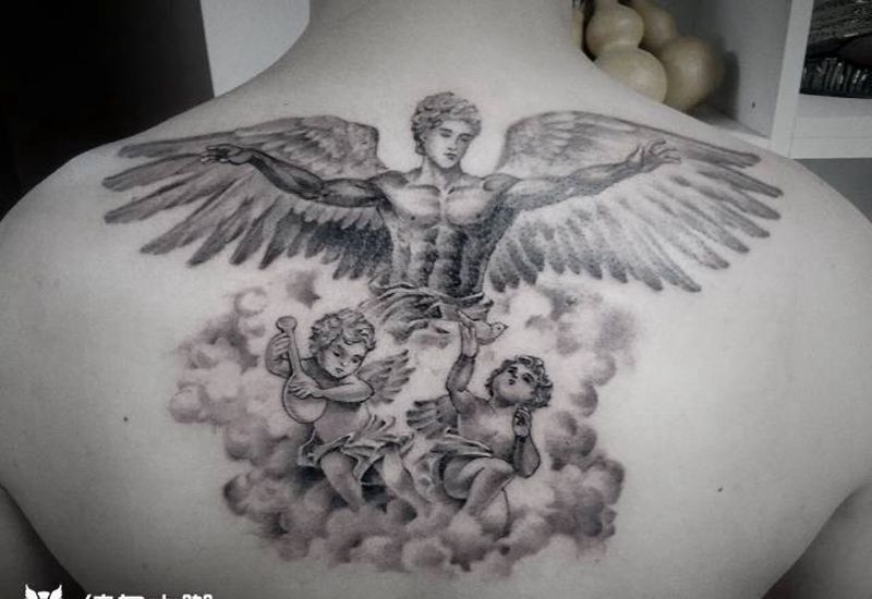 京都墨客刺青纹身图片_原创成品背部手稿习俗传统写实人物宗教纹身图案