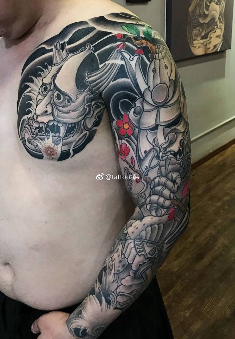 鬼武士纹身图片_
