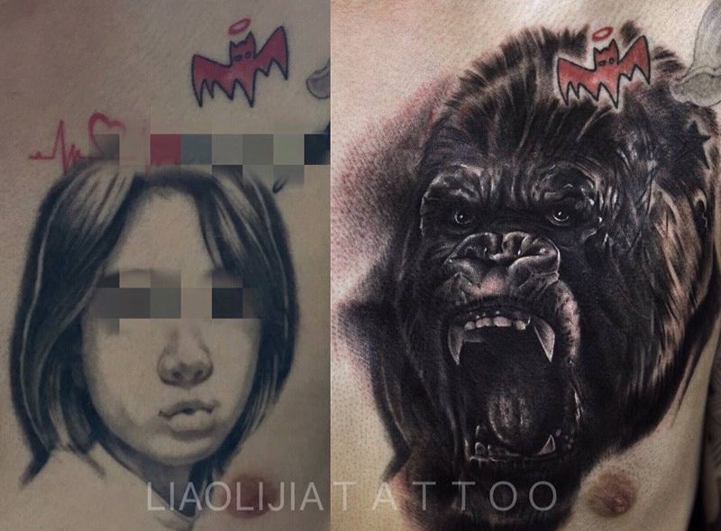 遮盖纹身图片_成品写实原创胸部纹身图案