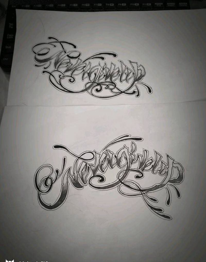 原创设计 不放弃纹身图片_欧美字符图腾原创手稿纹身图案