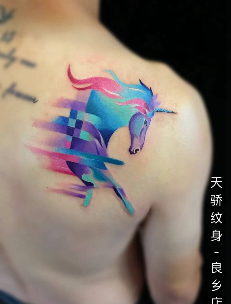 独角兽纹身图片_