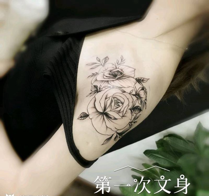 肩花纹身图片_肩部清新纹身图案