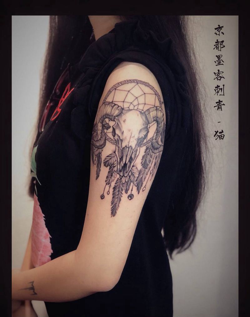 京都墨客刺青纹身图片_原创动物成品手稿插画清新习俗传统写实纹身图案