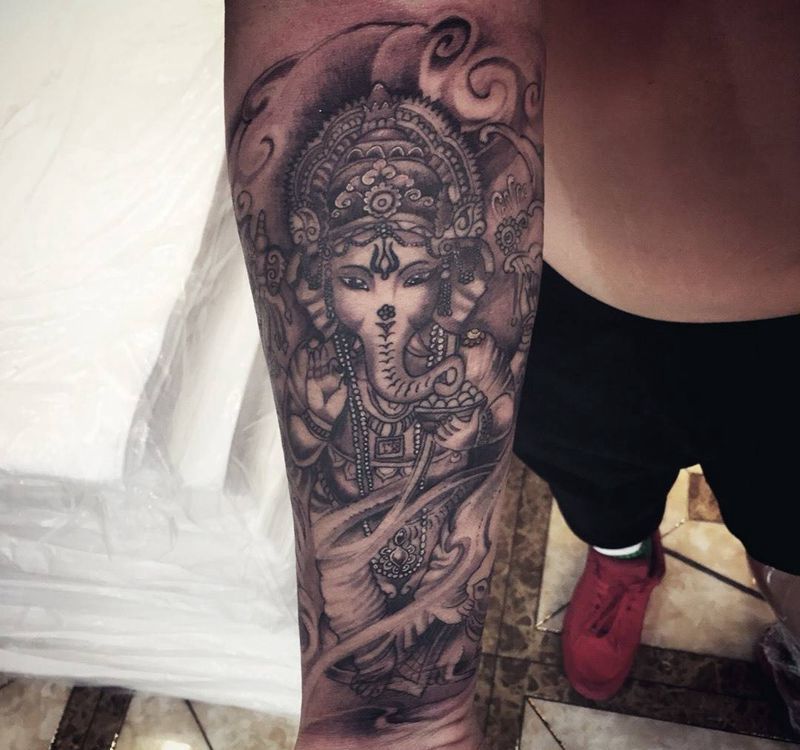 象神、未完纹身图片_手臂腿部传统习俗人物鬼神宗教动物纹身图案
