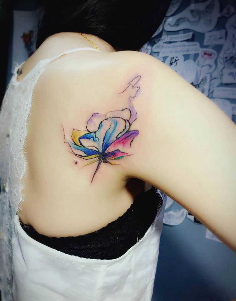 京都墨客刺青纹身图片_成品背部清新纹身图案