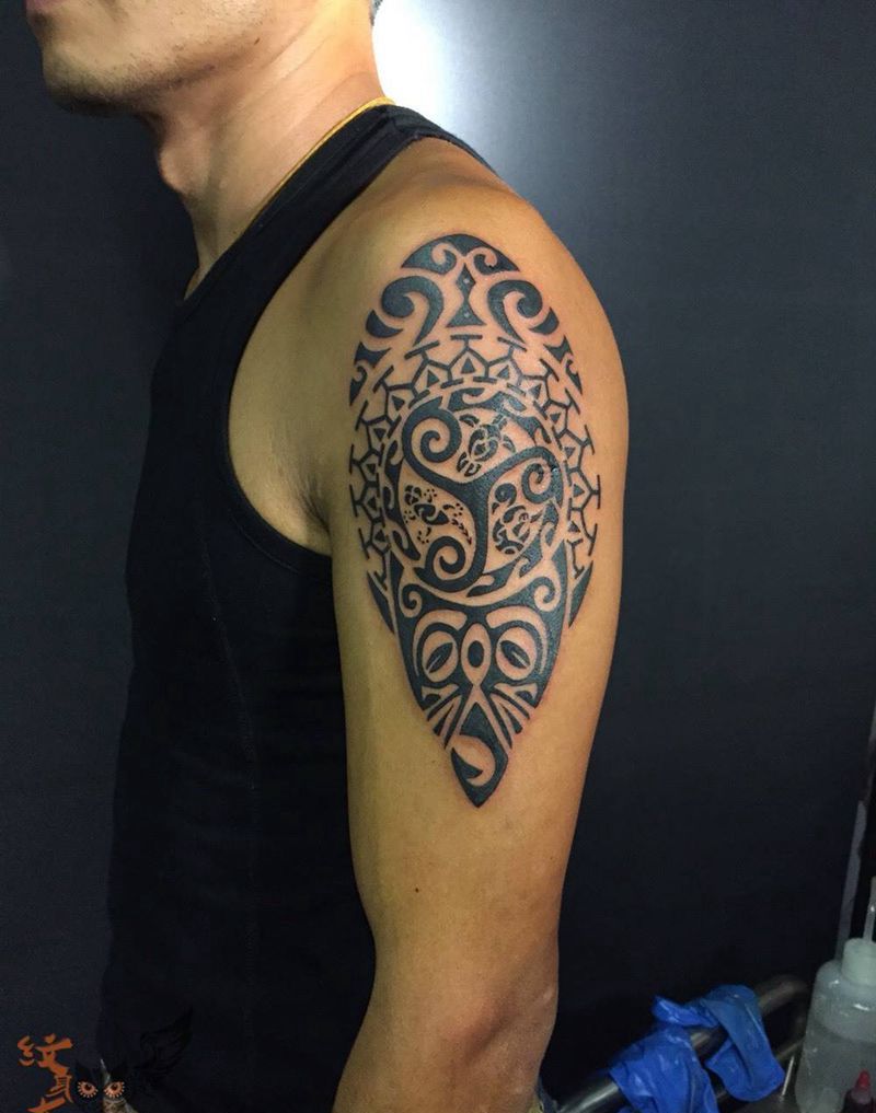 图腾纹身图片_欧美传统清新写实肖像几何字符图腾手臂脚部纹身图案