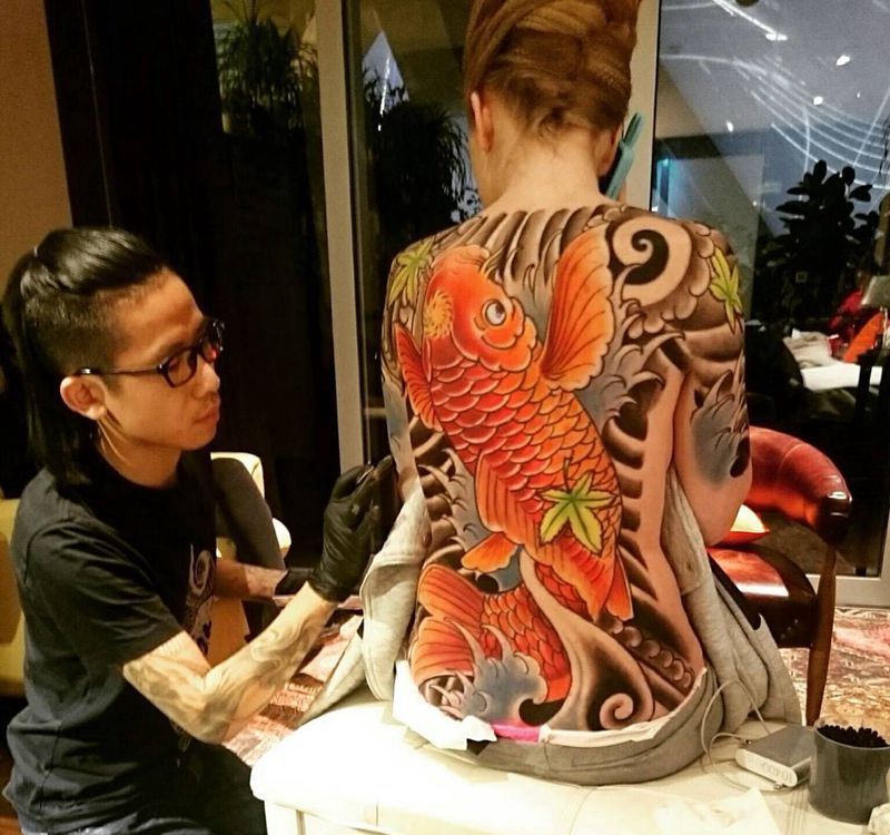 嘿纹身图片_手稿背部传统国画动物宗教原创人物纹身图案