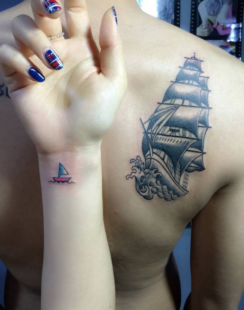帆船纹身图片_