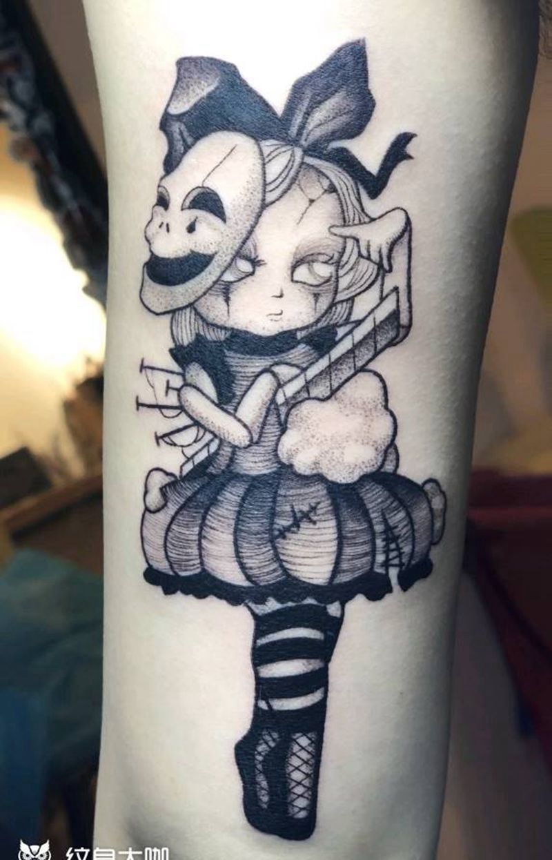 舞者纹身图片_手臂暗黑纹身图案