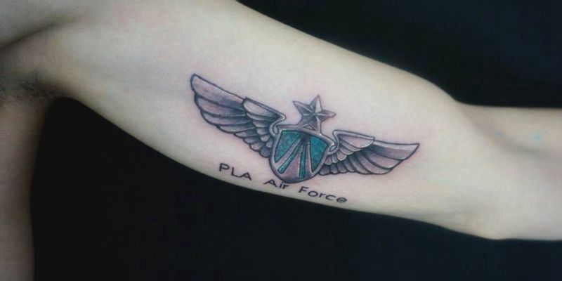 空军纪念纹身图片_胸部背部手臂腿部欧美成品纹身图案