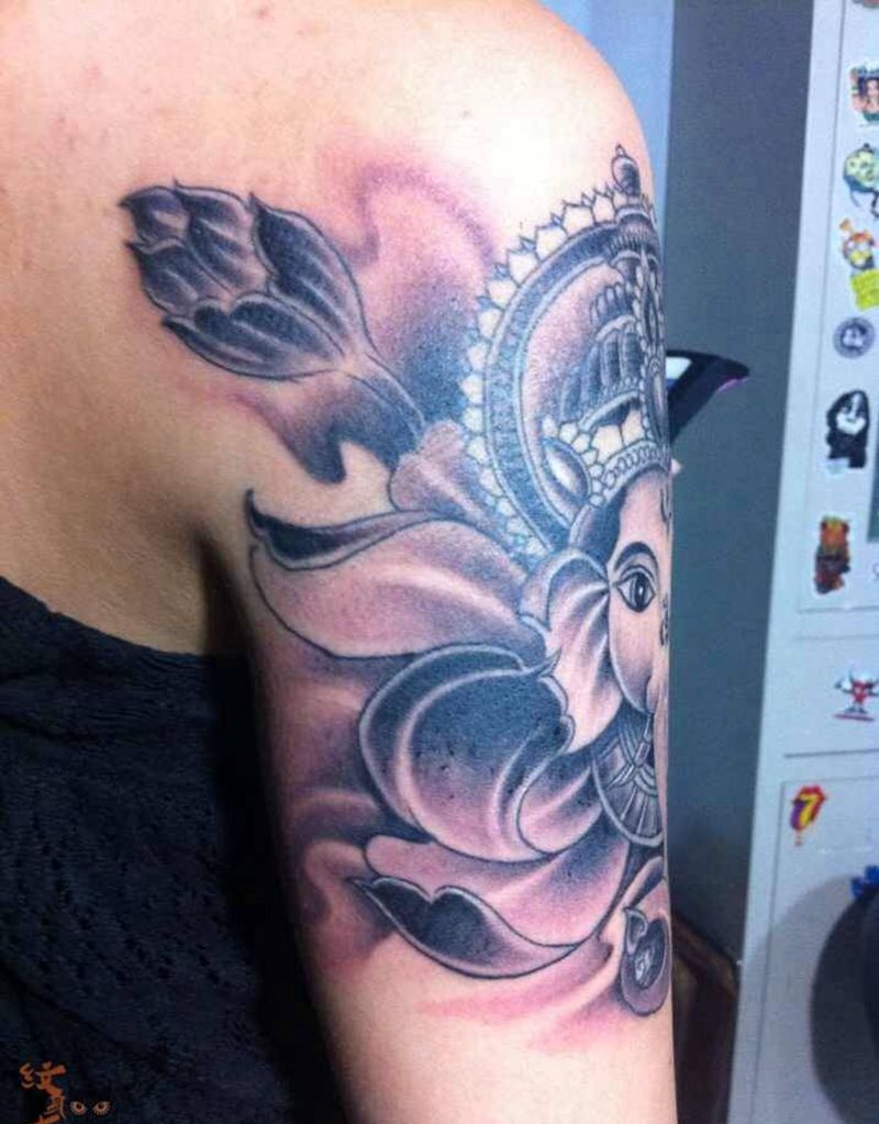象神纹身图片_欧美传统习俗肖像清新动物鬼神宗教手臂纹身图案