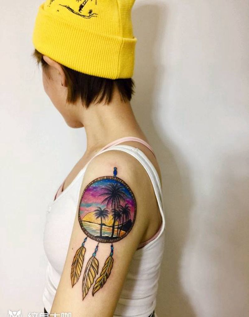 捕梦网纹身图片_肩部New School纹身图案