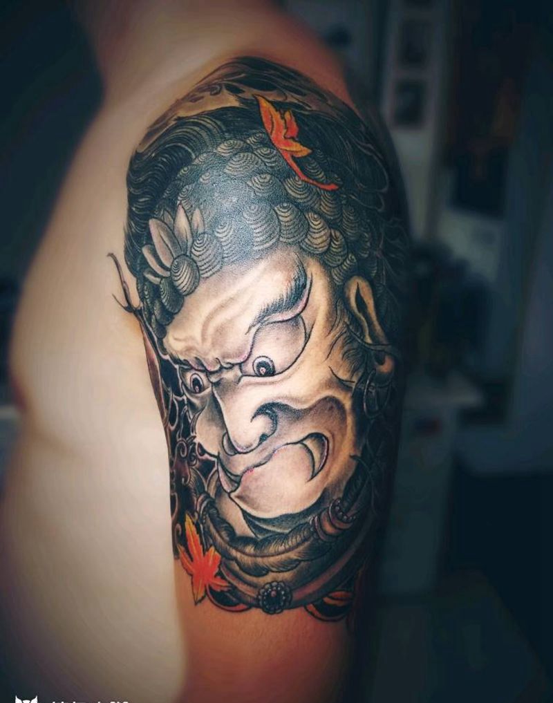 明王纹身图片_肩部手臂传统习俗人物宗教原创成品纹身图案