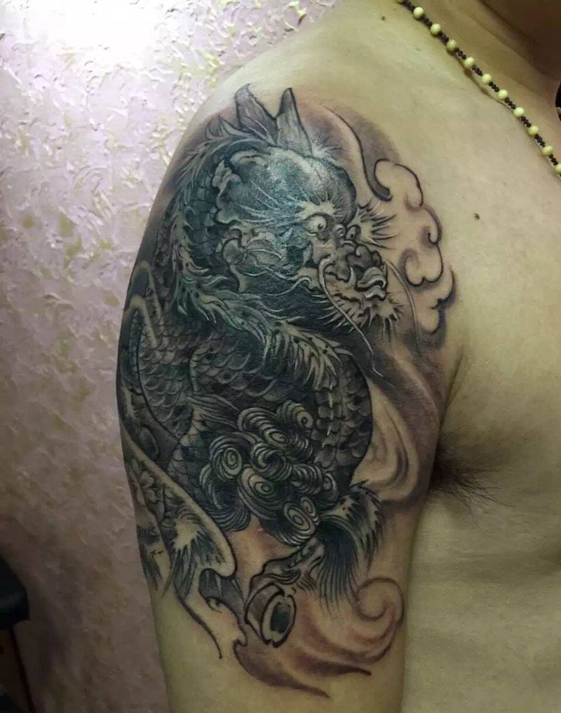 麒麟纹身图片_成品手稿原创动物手臂麒麟纹身图案