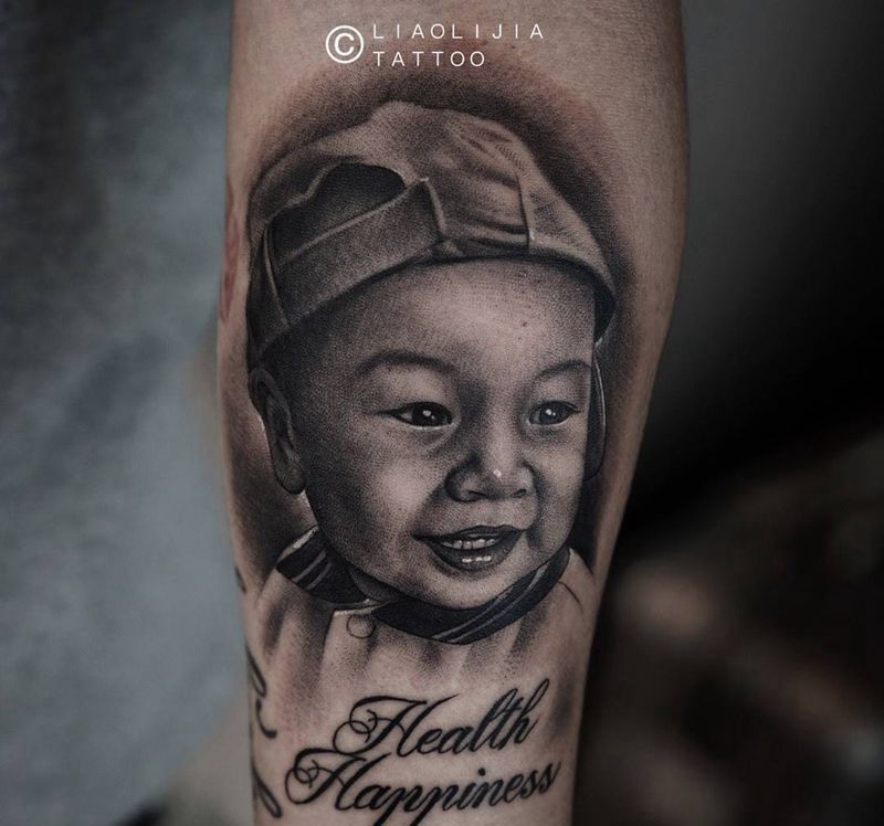 照片纹身图片_成品手臂欧美写实肖像原创纹身图案