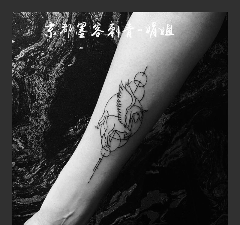 京都墨客刺青-娟姐纹身图片_成品手稿清新原创手臂动物几何纹身图案