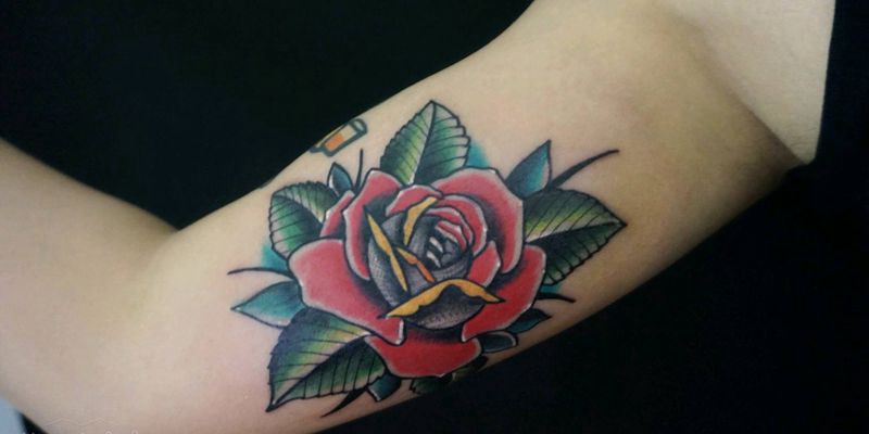 玫瑰纹身图片_腰部手臂腿部欧美静物玫瑰成品纹身图案