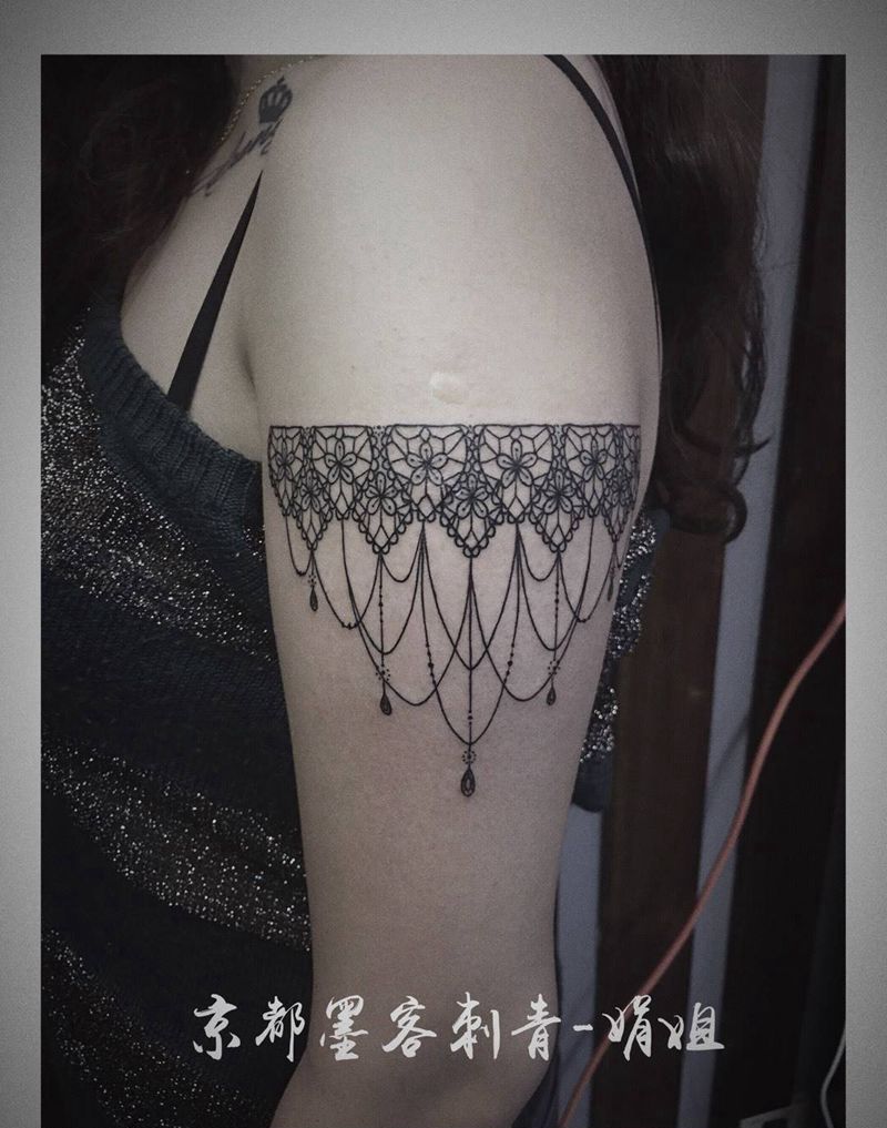 京都墨客刺青-娟纹身图片_成品手稿原创几何清新手臂纹身图案