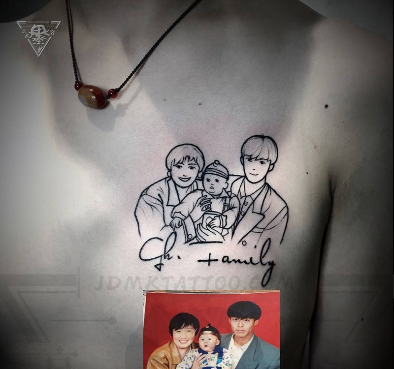 京都墨客刺青简笔画纹身纹身图片_胸部腹部几何纹身图案