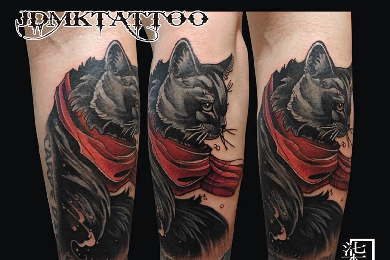 京都墨客刺青-柒纹身图片_成品插画动物手臂手部纹身图案