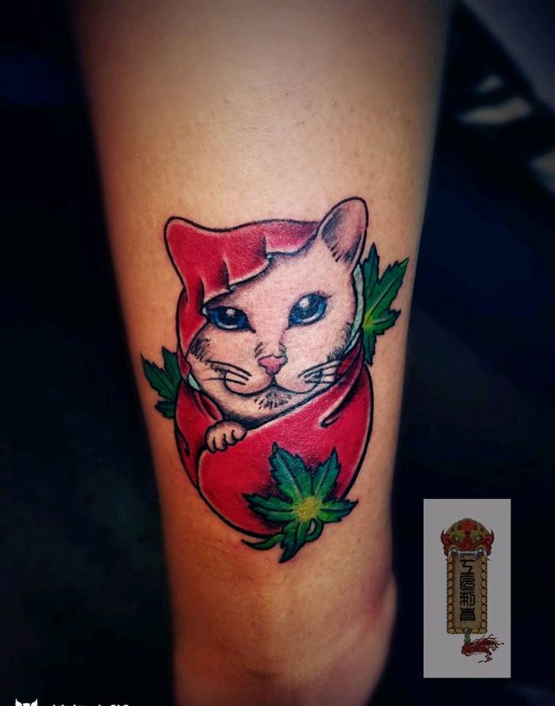 达摩猫纹身图片_