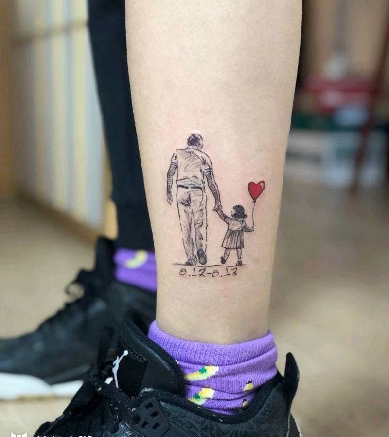 父亲纹身图片_腿部小清新纹身图案