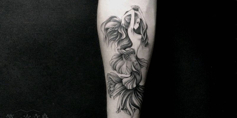 美人鱼纹身图片_腰部背部手臂腿部欧美写实美人鱼成品纹身图案