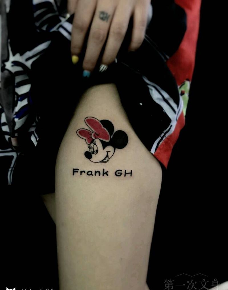 米老鼠纹身图片_背部手臂腿部欧美清新动物成品纹身图案