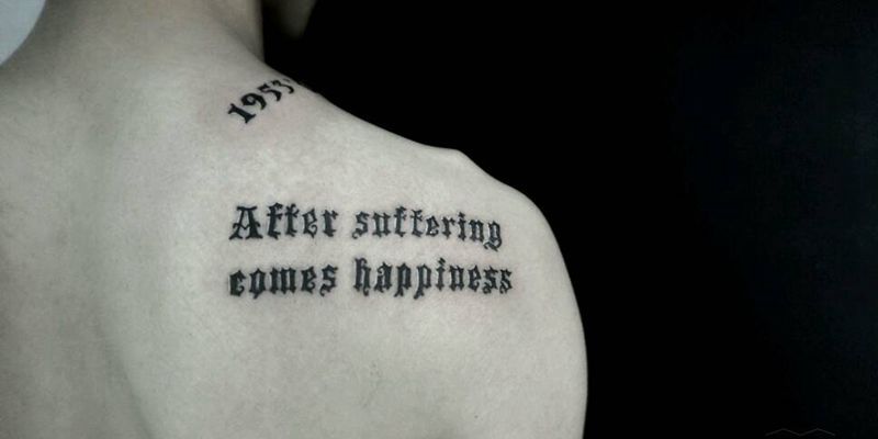 退伍纪念纹身图片_肩部胸部背部欧美字符原创成品纹身图案