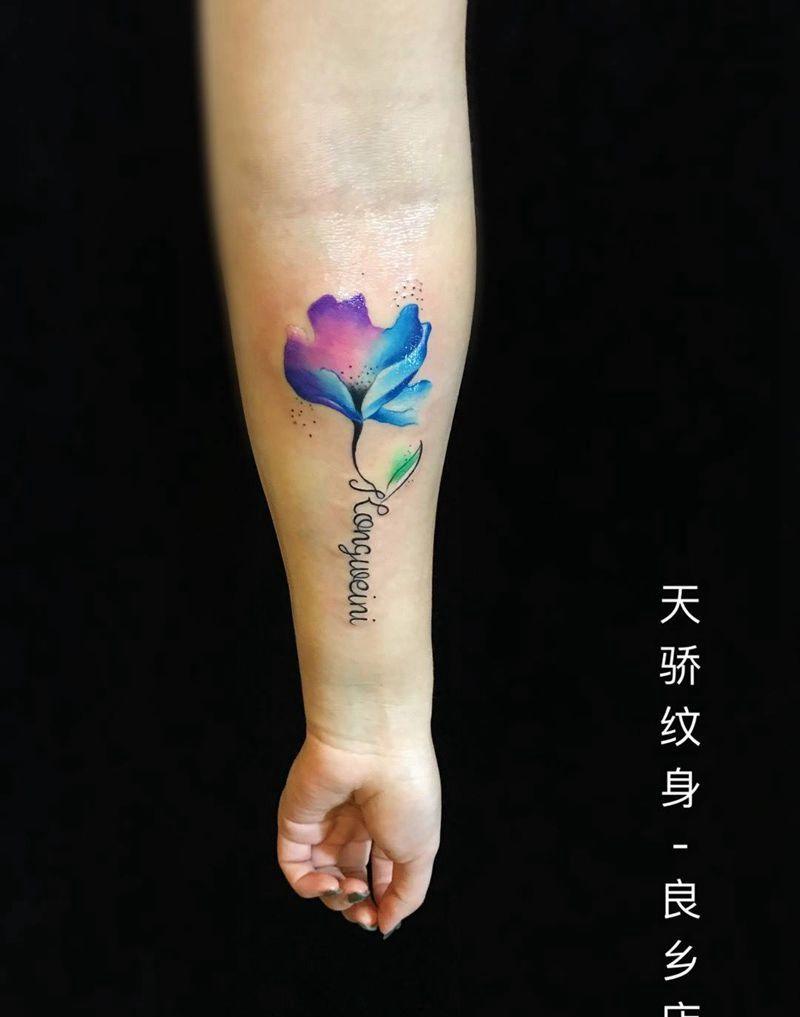 水彩花纹身图片_