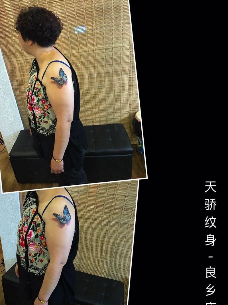 3D立体蝴蝶纹身图片_