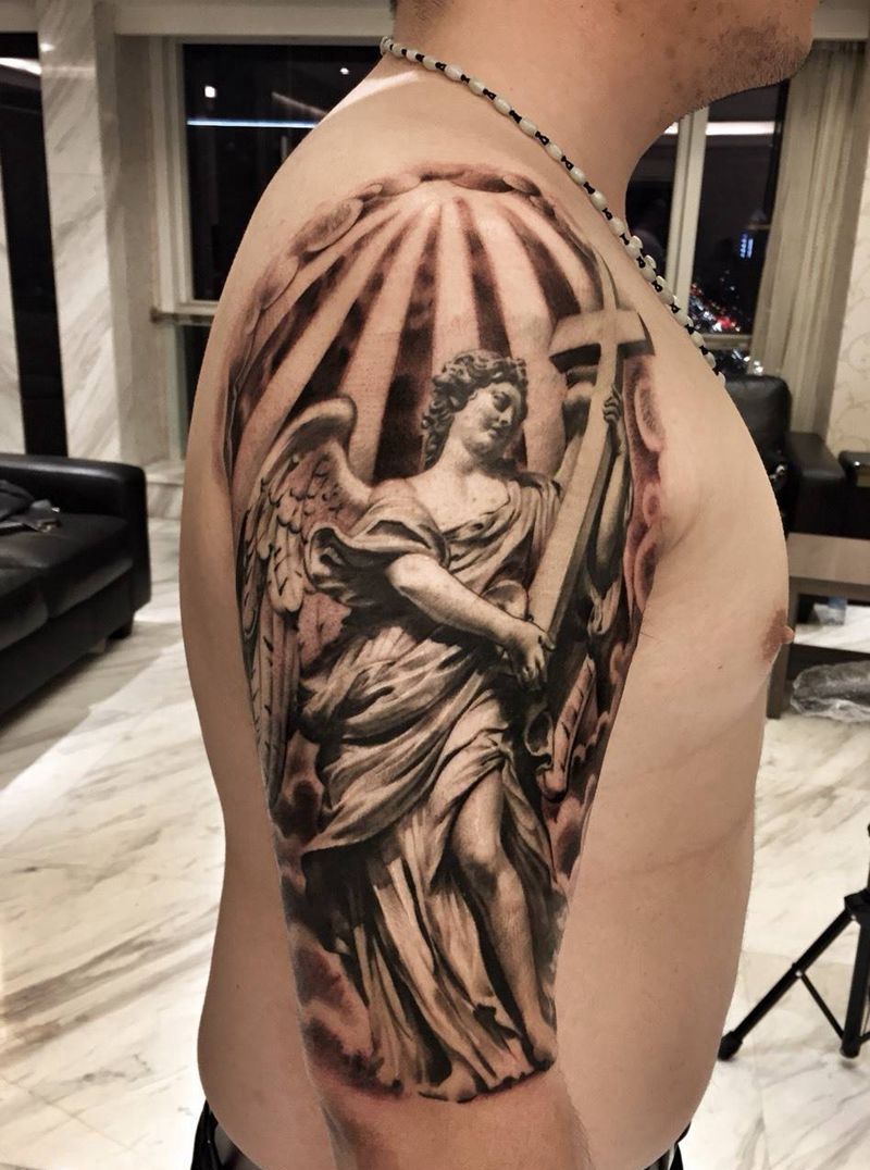 天使纹身图片_成品写实原创纹身图案