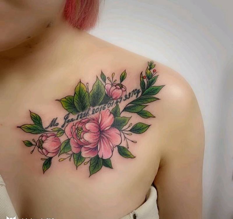 添加纹身图片_胸部清新纹身图案