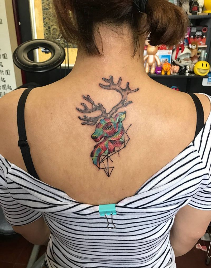 小鹿鹿纹身图片_颈部手稿情侣原创动物欧美胸部腿部腰部臀部纹身图案