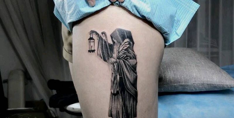 隐士纹身图片_胸部背部手臂腿部欧美写实人物隐士成品纹身图案