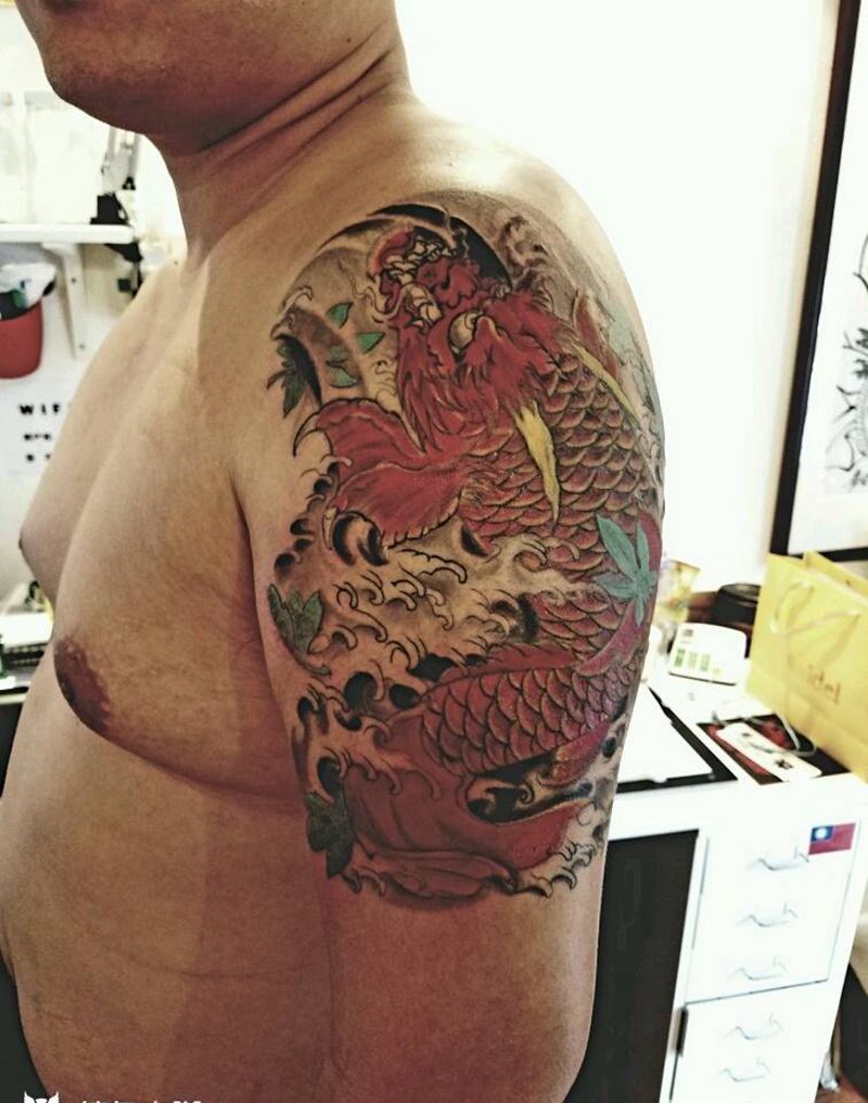 独占鳌头纹身图片_