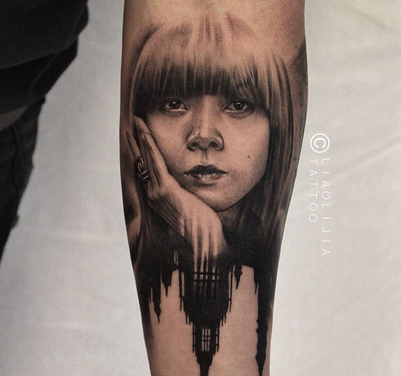 肖像纹身图片_成品手臂写实欧美肖像原创人物纹身图案